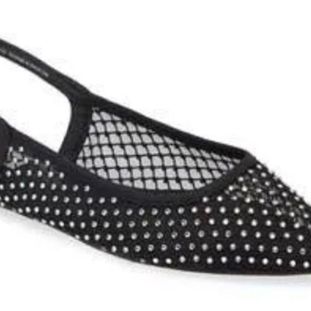 Steve Madden Black Studded Mesh Slingback Flat